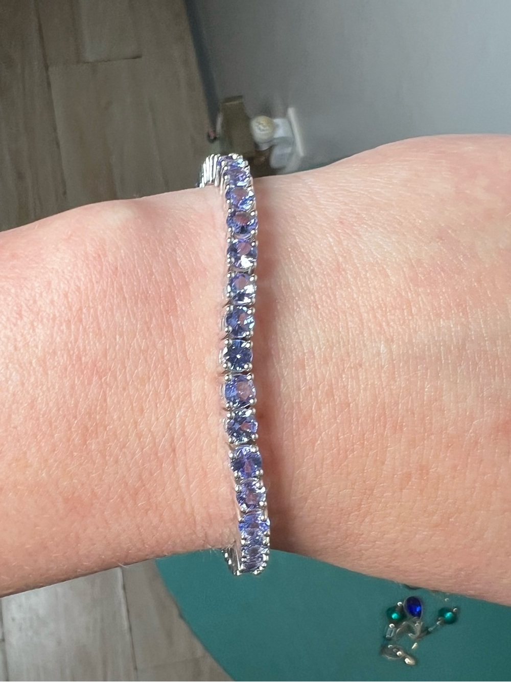 Silver Tennis Bracelet with Light Purple Stones